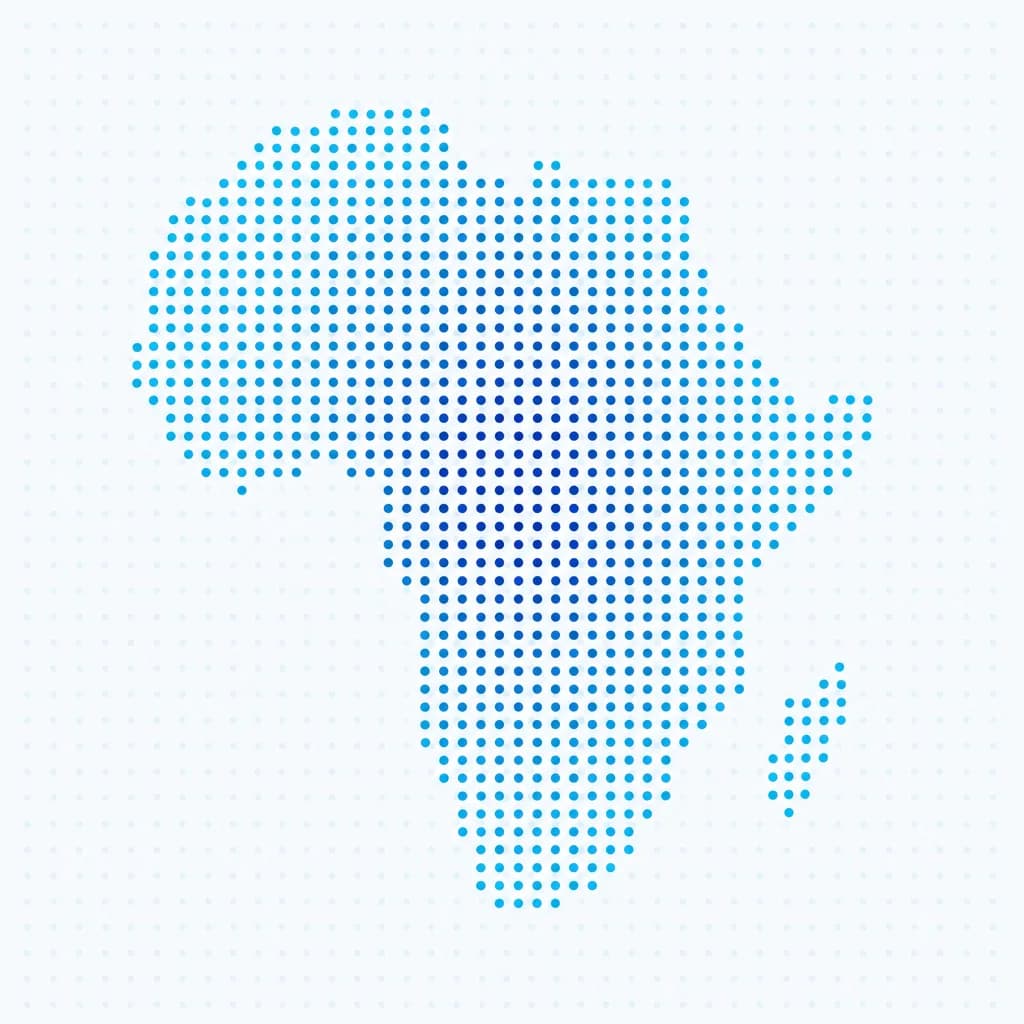 Carte de l’Afrique en pointillés entourée des trois grands domaines de la plateforme